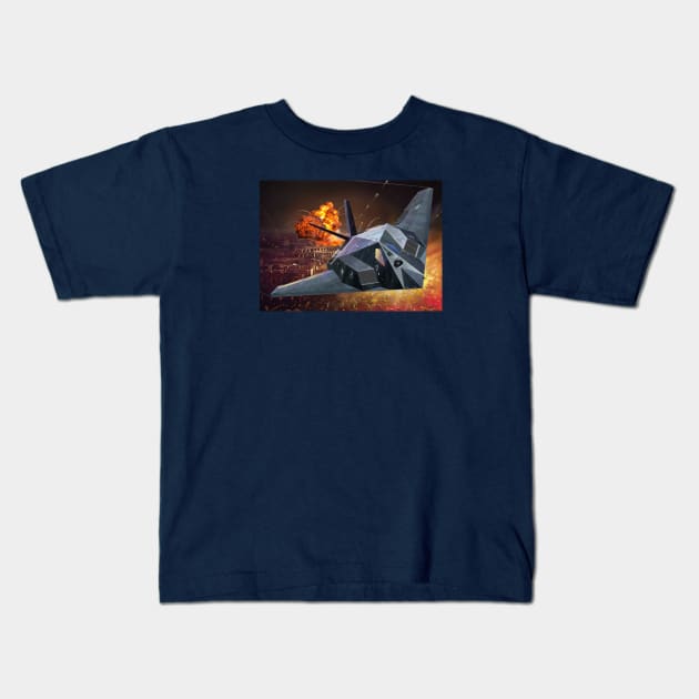 F117 NightHawk Kids T-Shirt by Aircraft.Lover